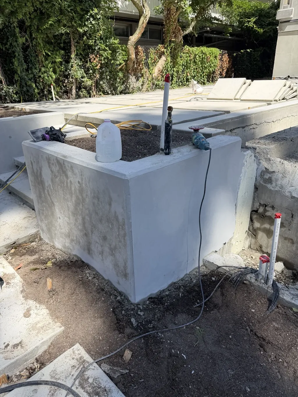 Concrete wall after surface restoration